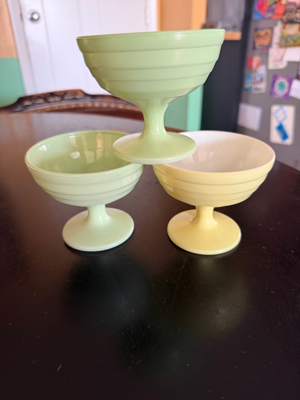 Vintage Style Pastel Dessert Coupe Set - Yellow & Light Green